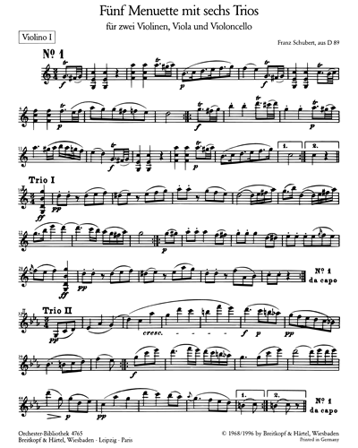 5 Menuette mit 6 Trios aus D 89