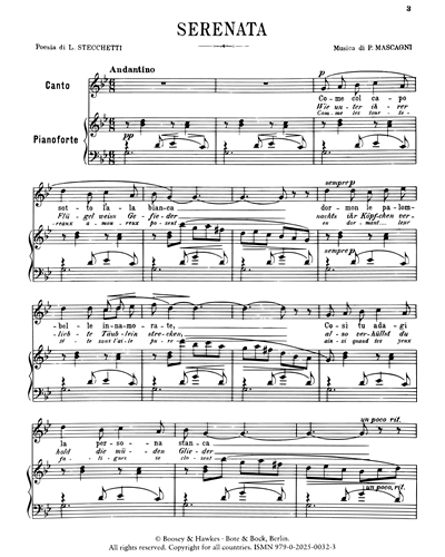 Serenata per canto con accompagnamento di Pianoforte