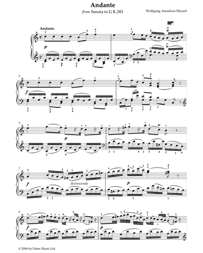 Andante from 'Sonata in G major, K. 283'