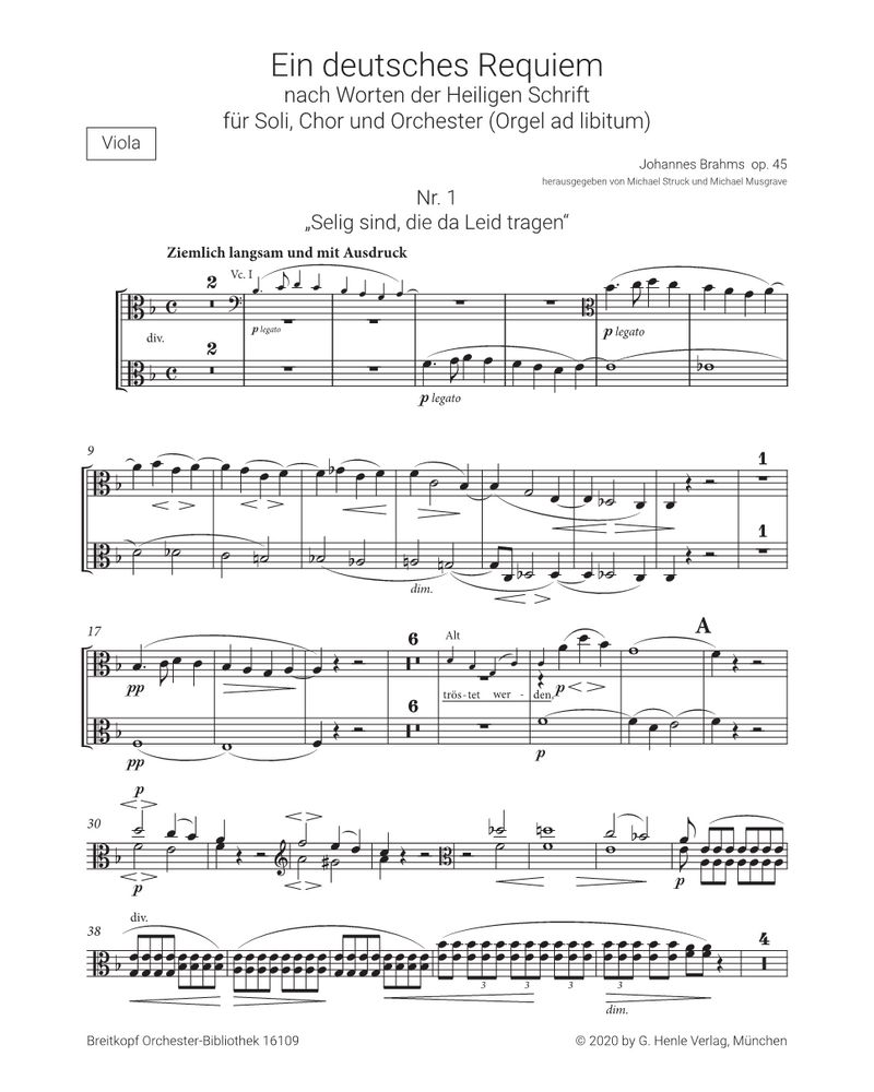 Brahms - Requiem alemão Op. 45 canto, coro e piano - A German Requiem Op.45  - piano vocal score - Breitkopf