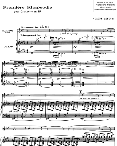 Première Rhapsodie - Réduction pour clarinette et piano