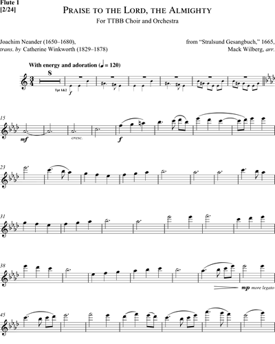 Praise to the Lord, the Almighty Flute 1 Sheet Music by Mack Wilberg ...