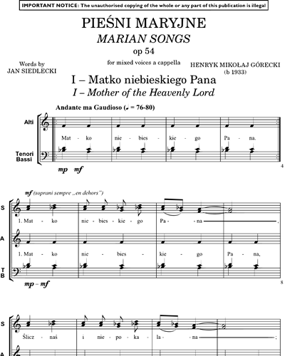 Marian Songs, op. 54