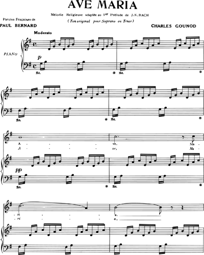 Ave Maria No. 5 pour Soprano ou Ténor et Piano