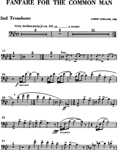 Aaron Copland Fanfare For The Common Man Trombone 2 Sheet Music Nkoda