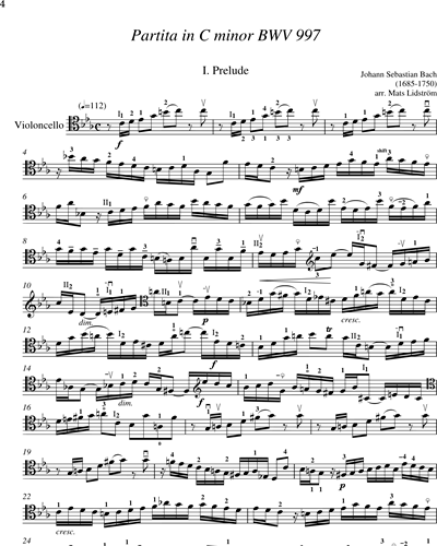 Partita in C minor for Cello and Piano, BWV 997