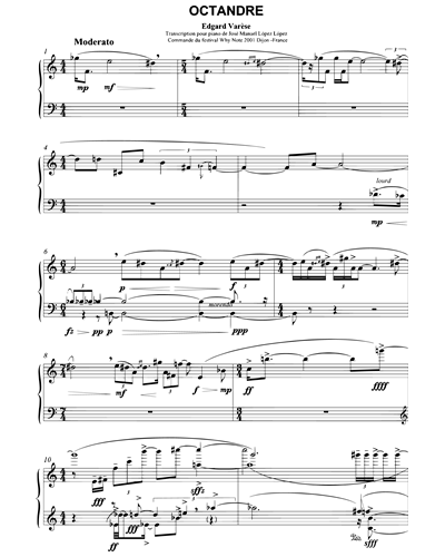 Octandre Piano Sheet Music by Edgard Varèse | nkoda | Free 7 days trial