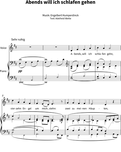 Abends will ich schlafen gehen Sheet Music by Engelbert Humperdinck | nkoda