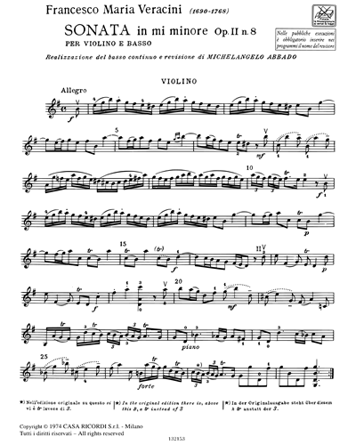 Sonata in Mi minore Op. 2 n. 8