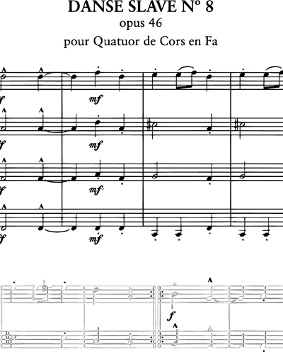 Danse slave, No.8, Op. 46, pour Quatuor de Cors en Fa