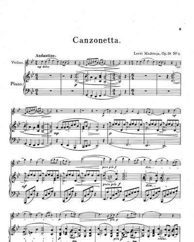 Canzone (No. 2 from 'Romances intimes, op. 38')