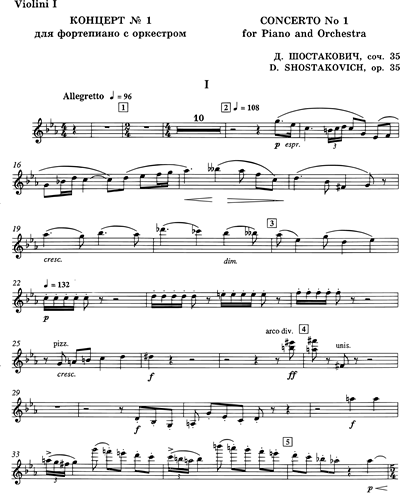 Diktere format pinion Concerto No. 1, Op. 35 Violin 1 Sheet Music by Dmitri Shostakovich | nkoda