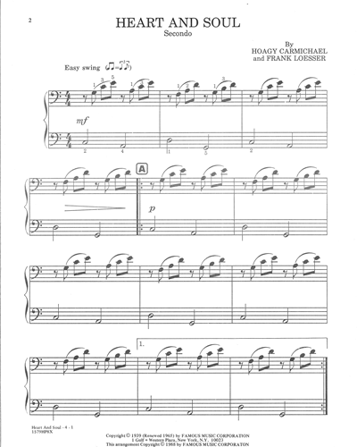 Heart And Soul Piano 4 Hands Second Sheet Music By Hoagy Carmichael Nkoda