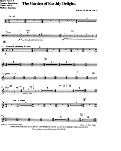 Player 2/Soprano Saxophone/Claves/Rattle & Tam-Tam Medium