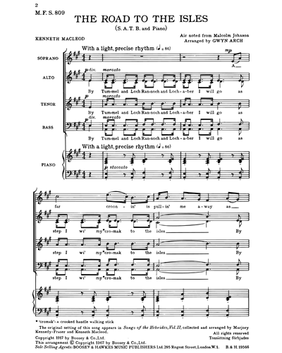 The Road to the Isles Mixed Chorus SATB Piano Sheet Music by