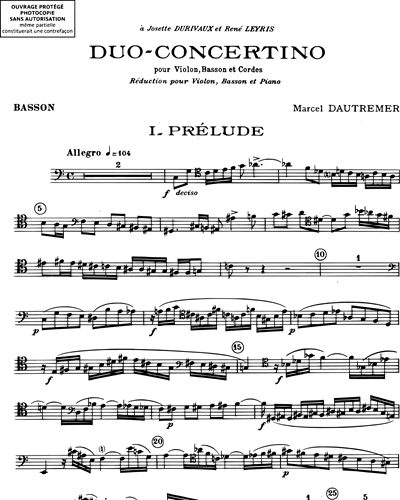 Duo-Concertino pour violon, basson & cordes