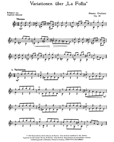 Variations about La Follia op. 45