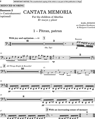 Cantata Memoria [Reduced Scoring]