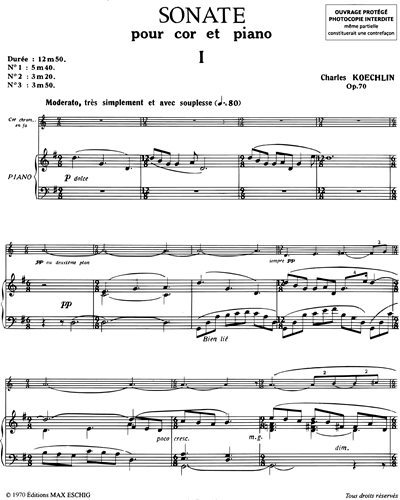 Sonate pour cor chromatique en fa & piano Op. 70