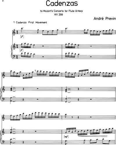 Cadenzas to Mozart's Concerto for Flute & Harp, KV 299
