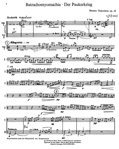 Der Paukerkrieg ""Batrachomyomachia"" op. 55