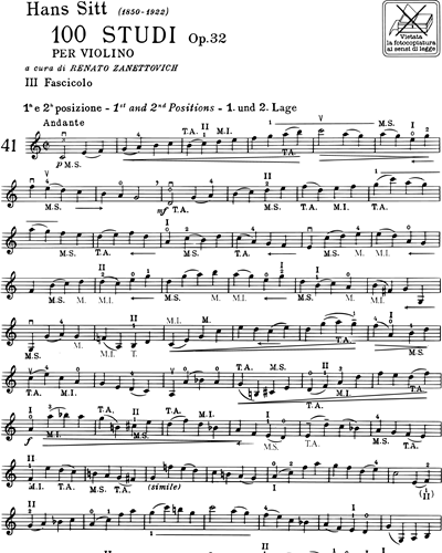 100 studi per violino Op. 32  - III Fascicolo