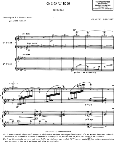 Gigues (extrait n. 1 des "Images") - Pour deux pianos