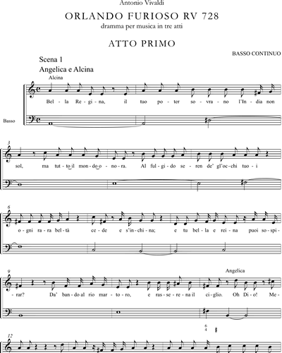 Orlando Furioso RV 728 Opera Vocal Score Sheet Music by Antonio