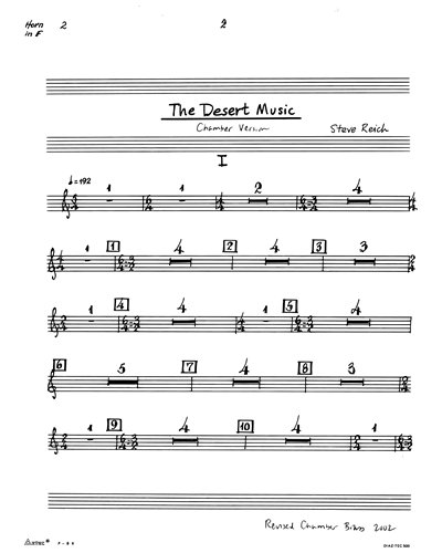 The Desert Music [Chamber Version]