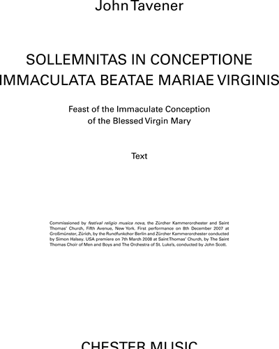 Sollemnitas in Conceptione Immaculate Beatae Mariae Virginis