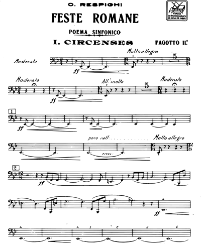 Ordinere Brun Hick Feste romane [Roman festivals] Bassoon 2 Sheet Music by Ottorino Respighi |  nkoda