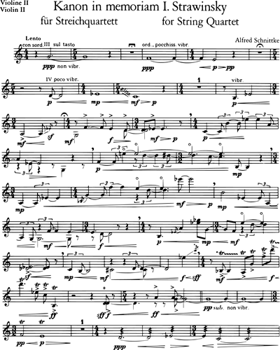 Canon in Memoriam Igor Stravinsky / Hymn II Violin 2 Sheet Music