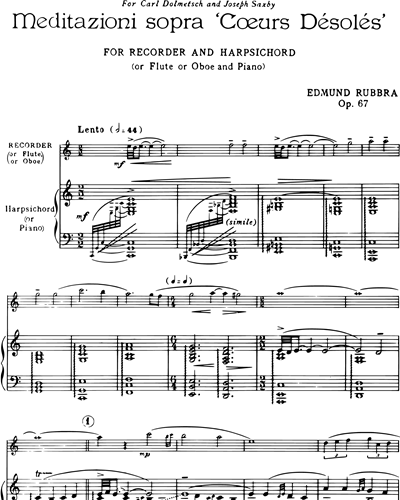 Meditazioni sopra "Cœurs désolés" Op. 67