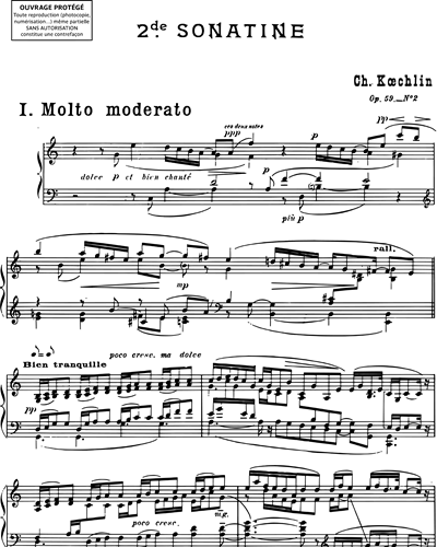 Deuxième sonatine (extrait n. 2 de "Cinq Sonatines" Op. 59) pour piano