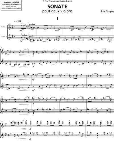 Sonate - Pour deux violons