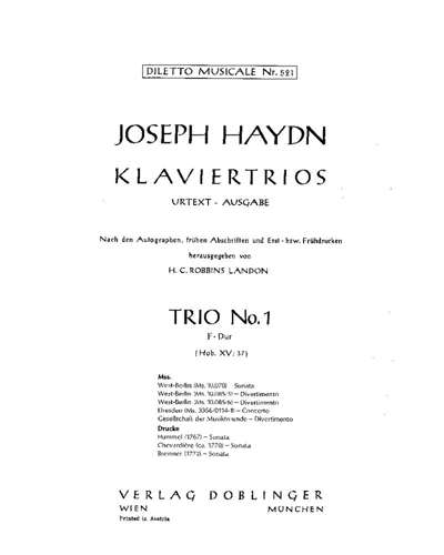 Piano Trio No. 1 in F major, Hob. XV:37