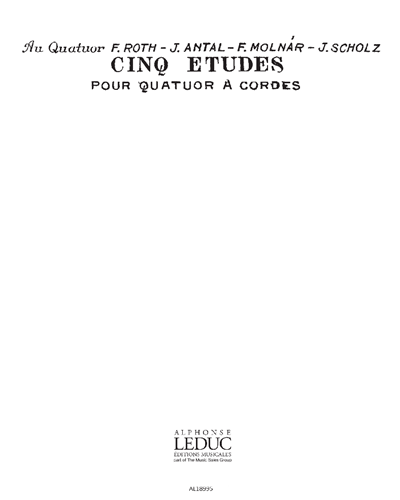 Cinq Études pour Quatuor à Cordes, Op. 20