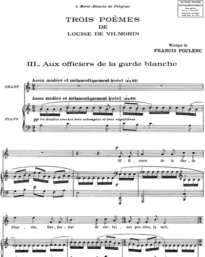 Aux officiers de la garde blanche (extrait n. 3 de "Trois Poèmes" de Louise de Vilmorin)