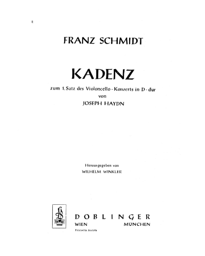 Cadenza for Haydn Cello Concerto in D Major, Hob. VIIb:2