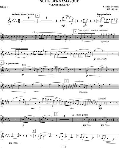 Clair De Lune Suite Bergamasque Oboe 1 Sheet Music By Claude Debussy Nkoda