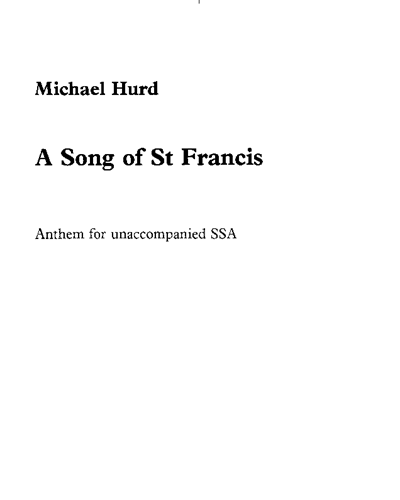 A Song Of Saint Francis