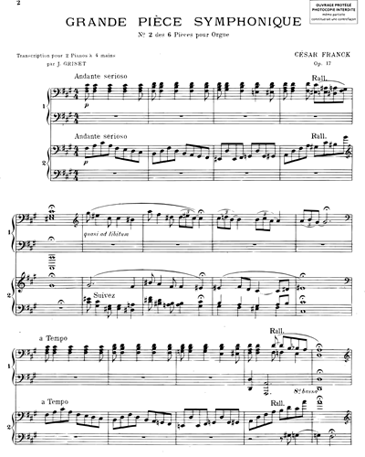 Grande Pièce Symphonique Op. 17 - Transcription pour deux pianos