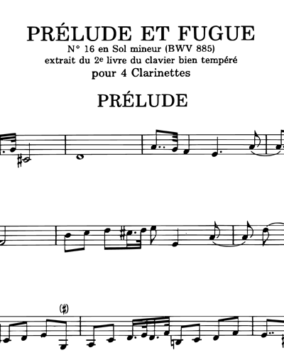 Prélude et Fugue No.16 en Sol mineur BWV 885