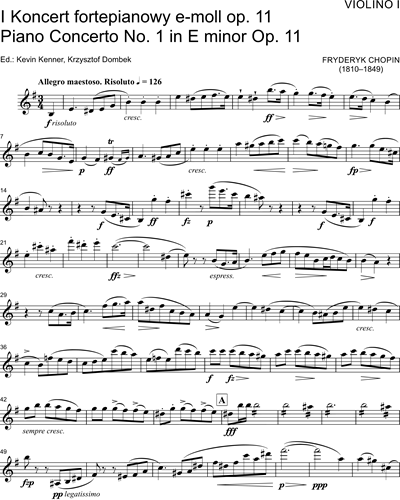 Piano No. 1 in minor, op. 11 Violin 1 Sheet Music by Frédéric | nkoda