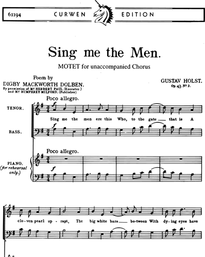 Sing Me the Men, Op. 43/2