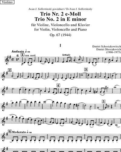 Regenerador Ninguna barricada Trio No. 2 in E minor Cello Sheet Music by Dmitri Shostakovich | nkoda