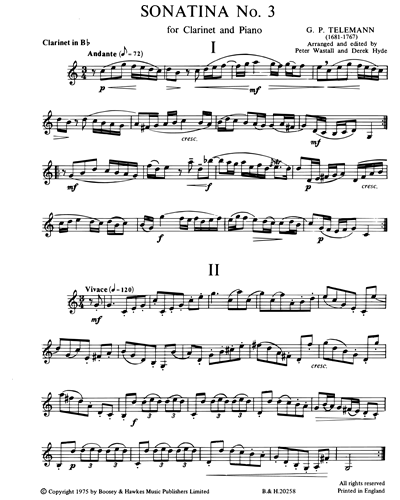 Sonatina No. 3 for Clarinet & Piano