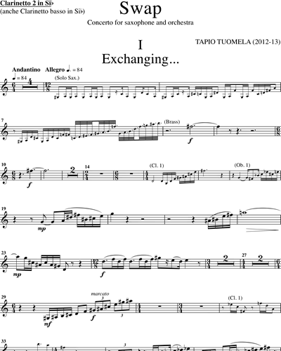 Swap Clarinet in Bb 2 Sheet Music by Tapio Tuomela | nkoda