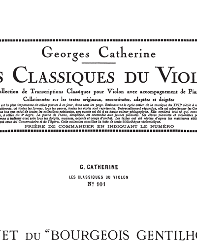 Menuet du Bourgeois Gentilhomme No. 101 (from Les Classiques du Violon)
