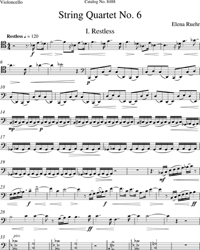 String Quartet No. 6 Cello Sheet Music by Elena Ruehr | nkoda | Free 7 ...